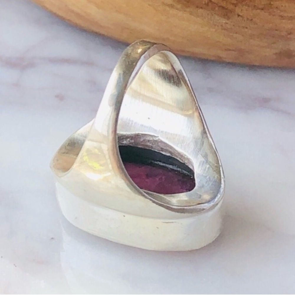 Silver Plated Ruby Stone Statement Bohemian Ring - image 4